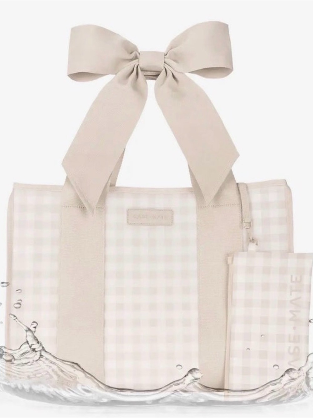 Case-Mate Latte Gingham Bow Jelly Tote Bag